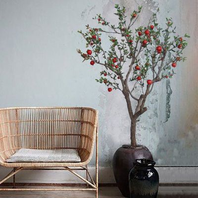 Simulated Space Decor Artificial Pomegranate Tree Landing Bonsai Ornamental Greenery