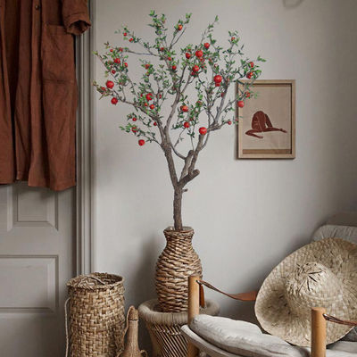 Simulated Space Decor Artificial Pomegranate Tree Landing Bonsai Ornamental Greenery