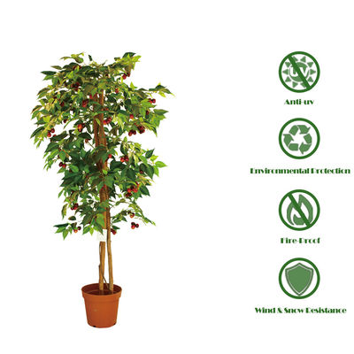 160cm Artificial Cherry Tree Corner Decoration Lush Style No Nursing Easy To Care Evergreen Plants