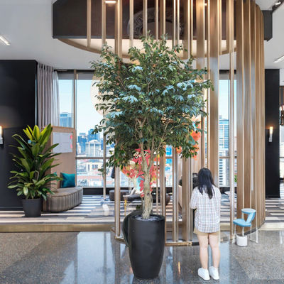 ต้นไม้ประดิษฐ์ Ficus ขนาด 2.8 เมตร 9.3 ฟุต สำหรับใช้ในร่ม/กลางแจ้ง สำหรับตกแต่งบ้าน สำนักงาน ห้องนั่งเล่น และสวน