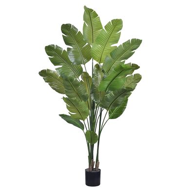 Haihong สินค้าใหม่ พืชเทียมในร่ม ต้นไม้ประดิษฐ์ Bird of Paradise สมจริง พืชปาล์มเขตร้อน ตกแต่งห้องนั่งเล่นสำหรับบ้าน